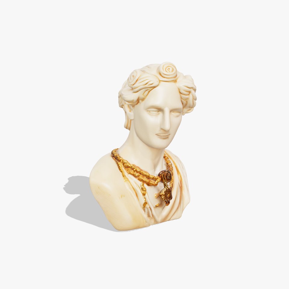 Elegant Roman Figure with Intricate Jewelry and Hairstyle